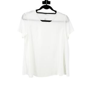 Akris Punto Seide Mulberry 100% Silk Blouse Top Short Sleeve Solid Ivory Size 6